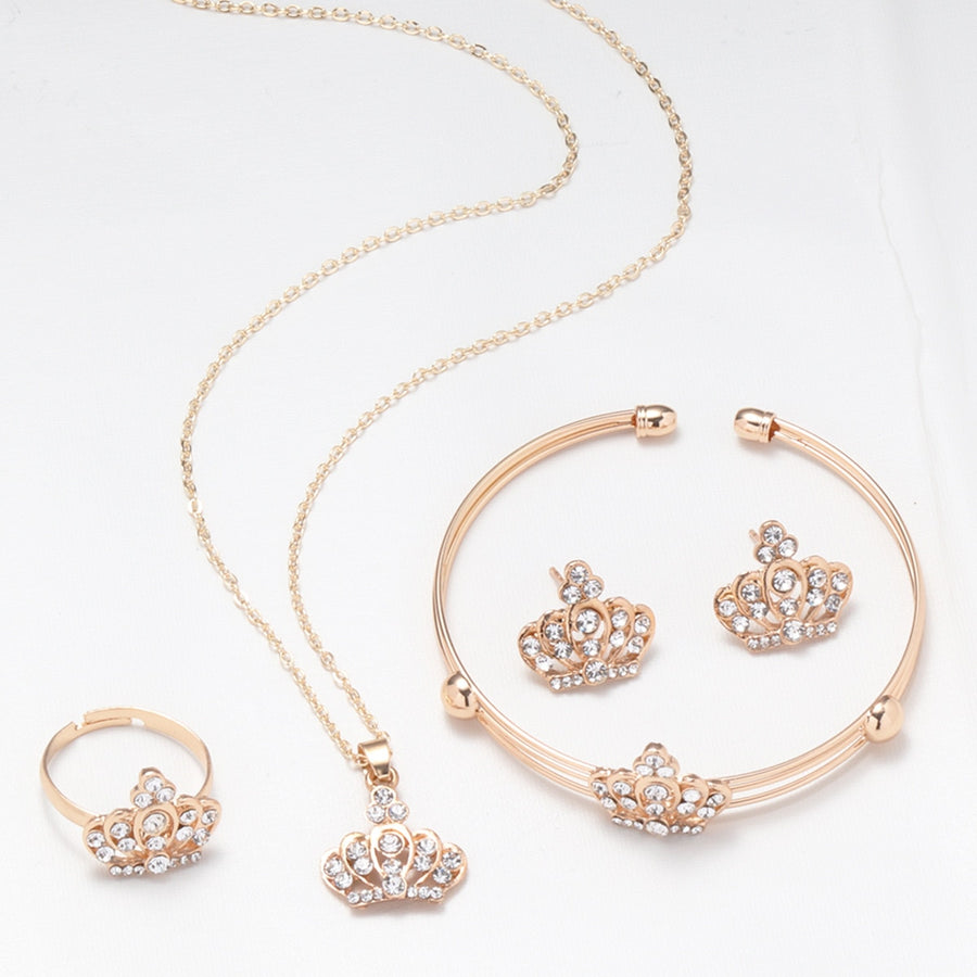 Exquisite Double Heart Necklace Earrings Bracelet Jewelry Set