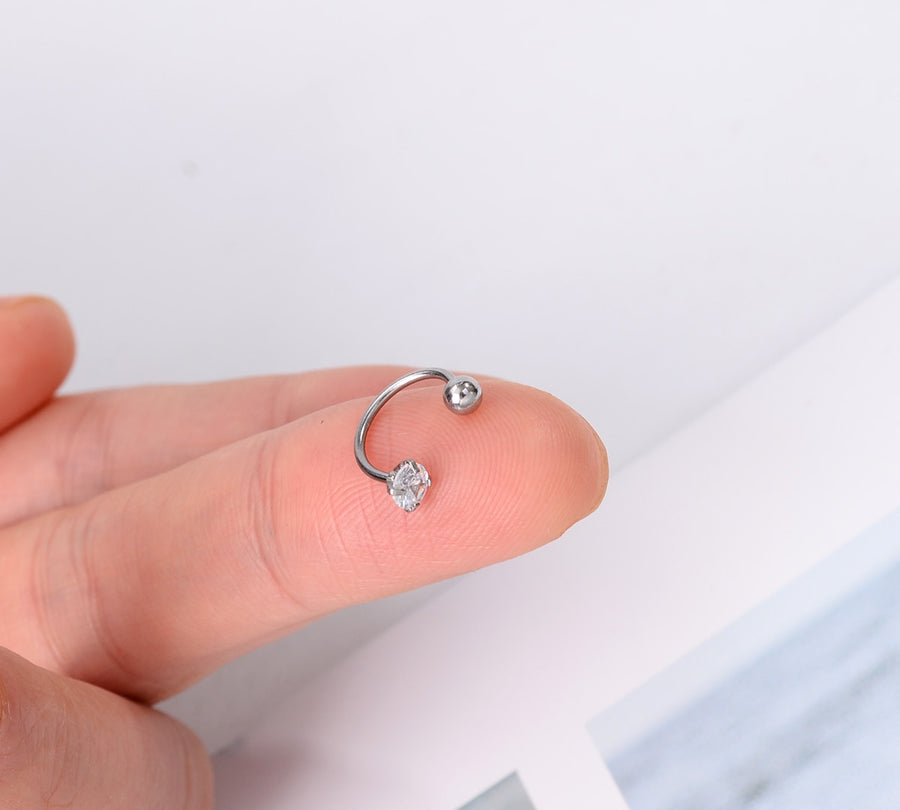 1PC Stainless Steel Fashion Crystal CZ Hoop