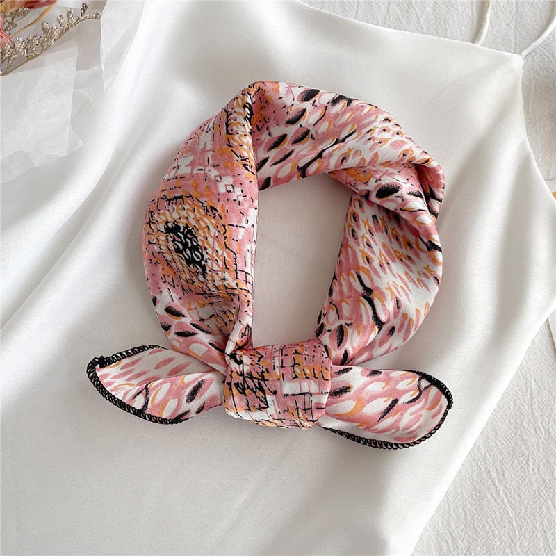 Square Silk Scarf Women Fashion Print Small Neck Scarfs.