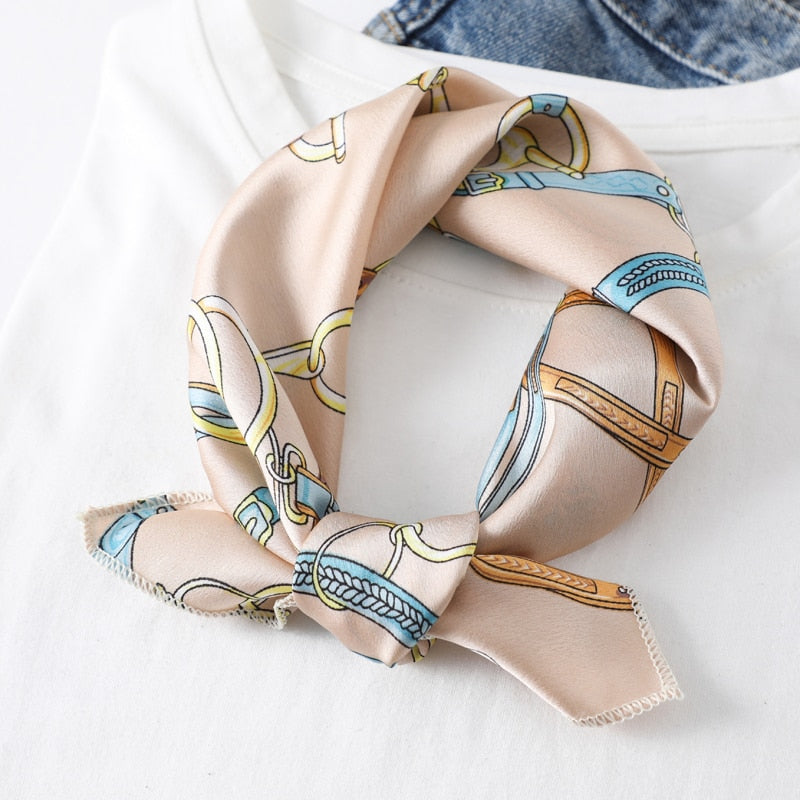 Square Silk Scarf Women Fashion Print Small Neck Scarfs.