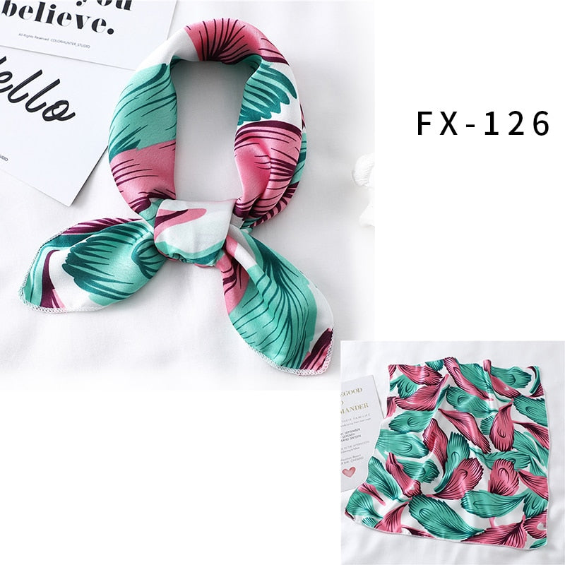 Square Silk Scarf Women Fashion Print Small Neck Scarfs.