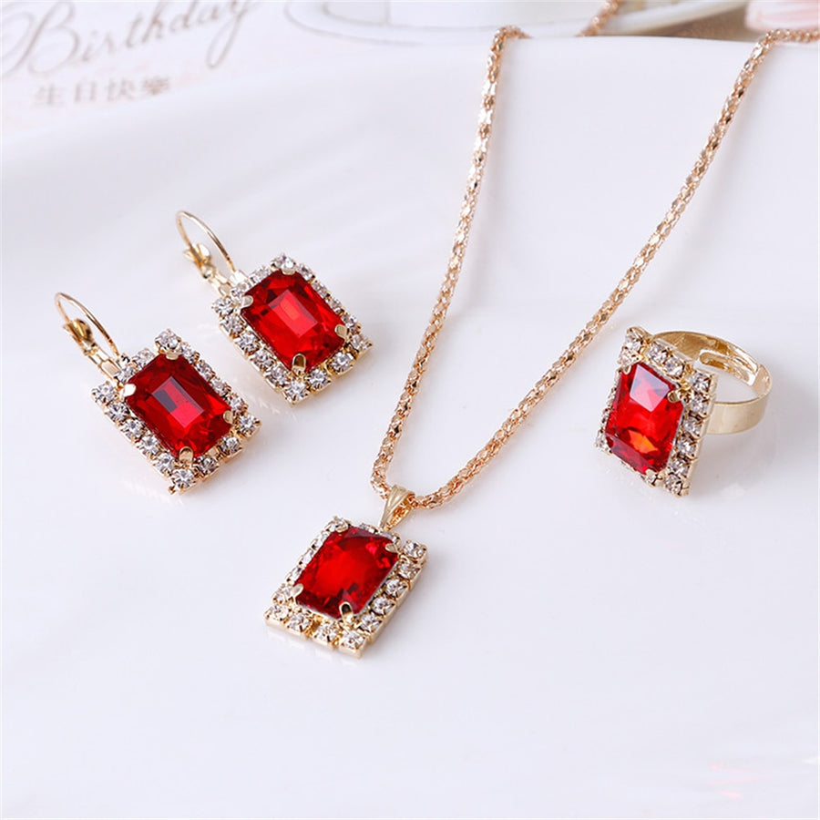 Exquisite Double Heart Necklace Earrings Bracelet Jewelry Set