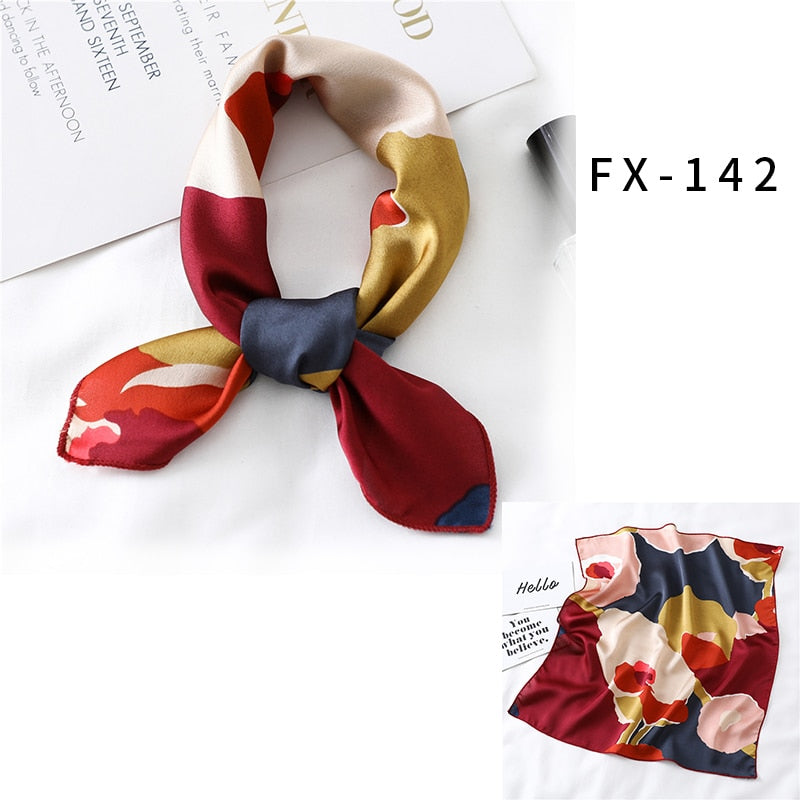 Square Silk Scarf Women Fashion Print Small Neck Scarfs.