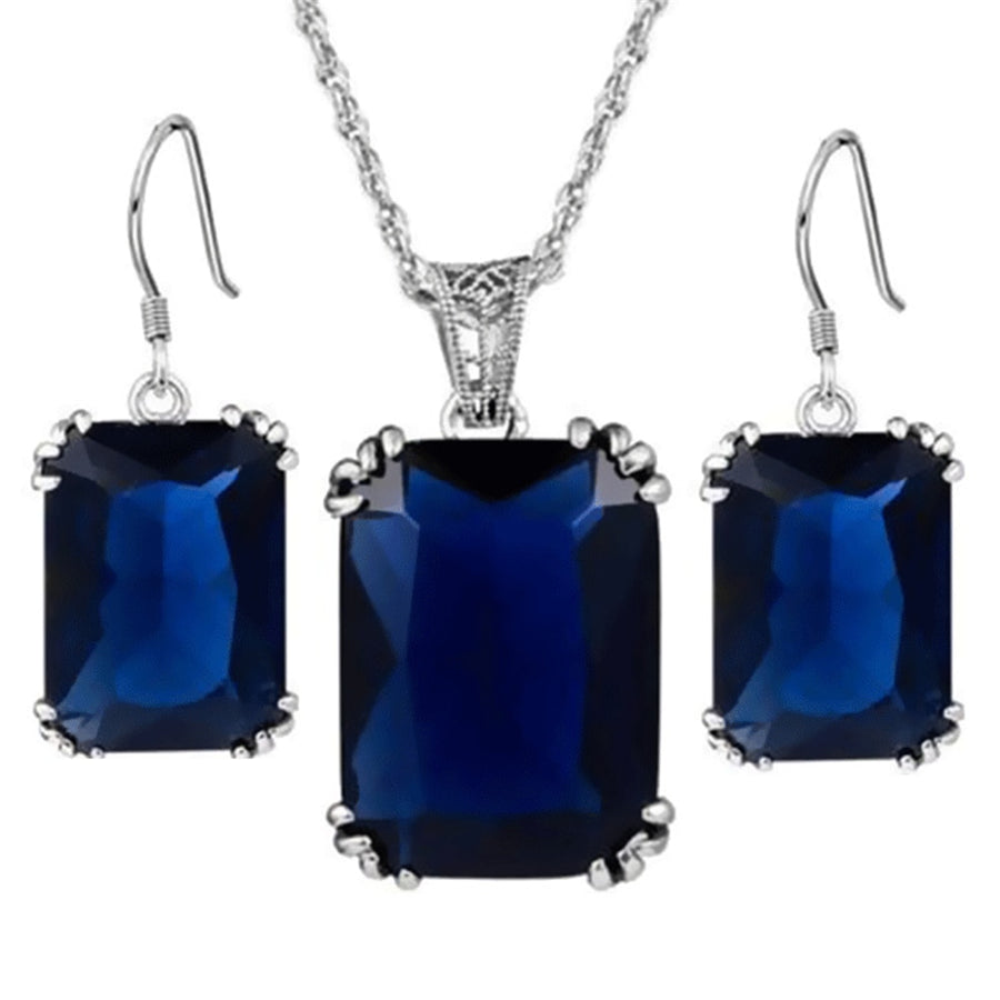 Exquisite Double Heart Necklace Earrings Bracelet Jewelry Set