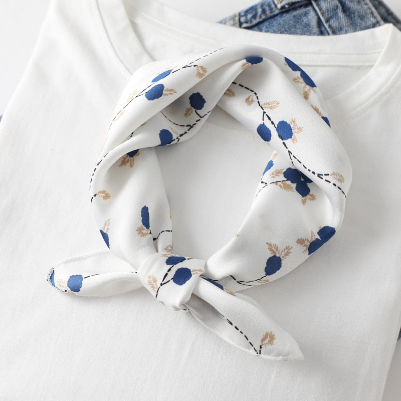Square Silk Scarf Women Fashion Print Small Neck Scarfs.