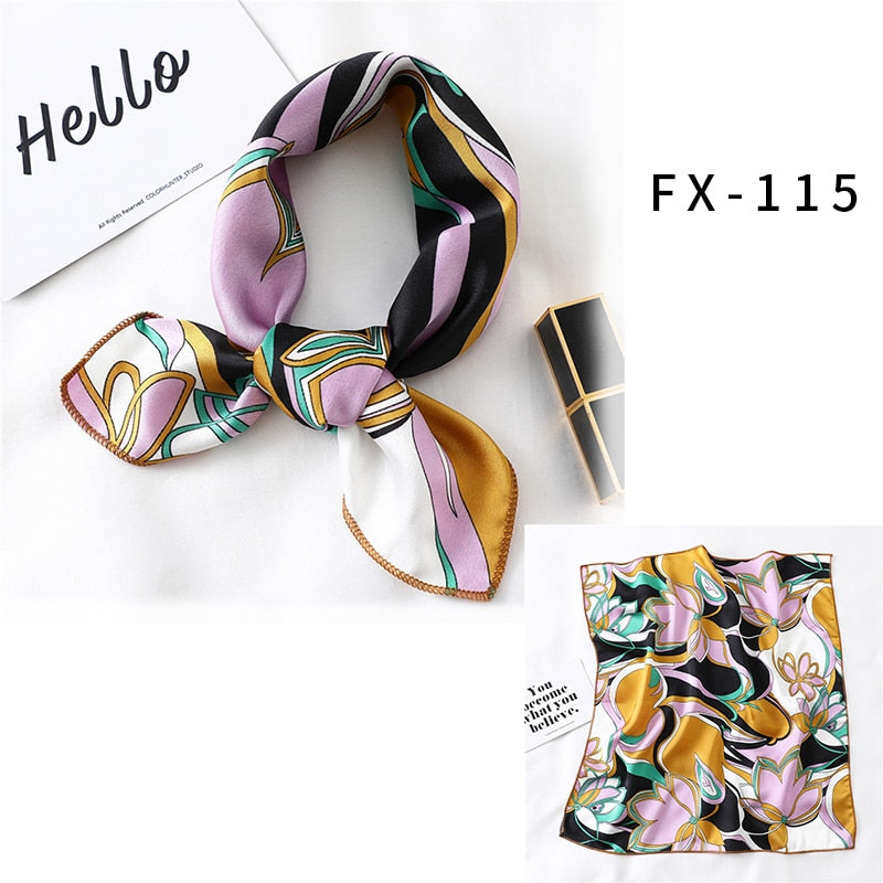 Square Silk Scarf Women Fashion Print Small Neck Scarfs.