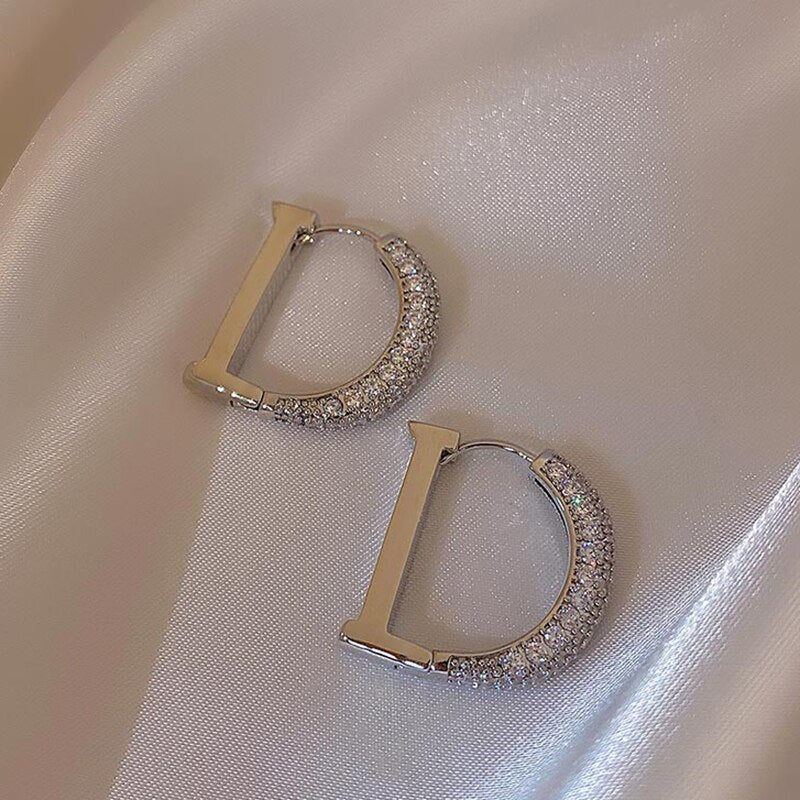14K Real Gold Plating  Jewelry Round Zircon  Earrings.