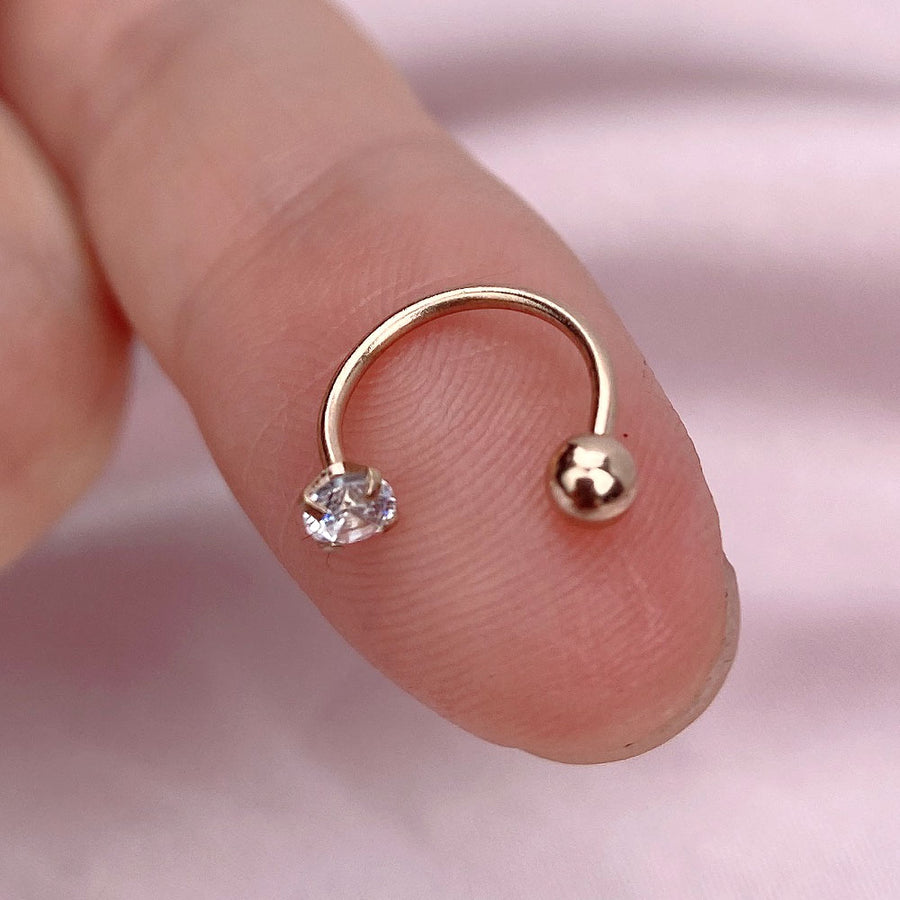 1PC Stainless Steel Fashion Crystal CZ Hoop