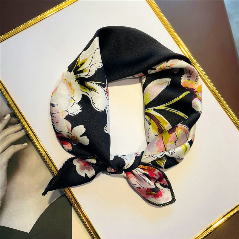 Square Silk Scarf Women Fashion Print Small Neck Scarfs.