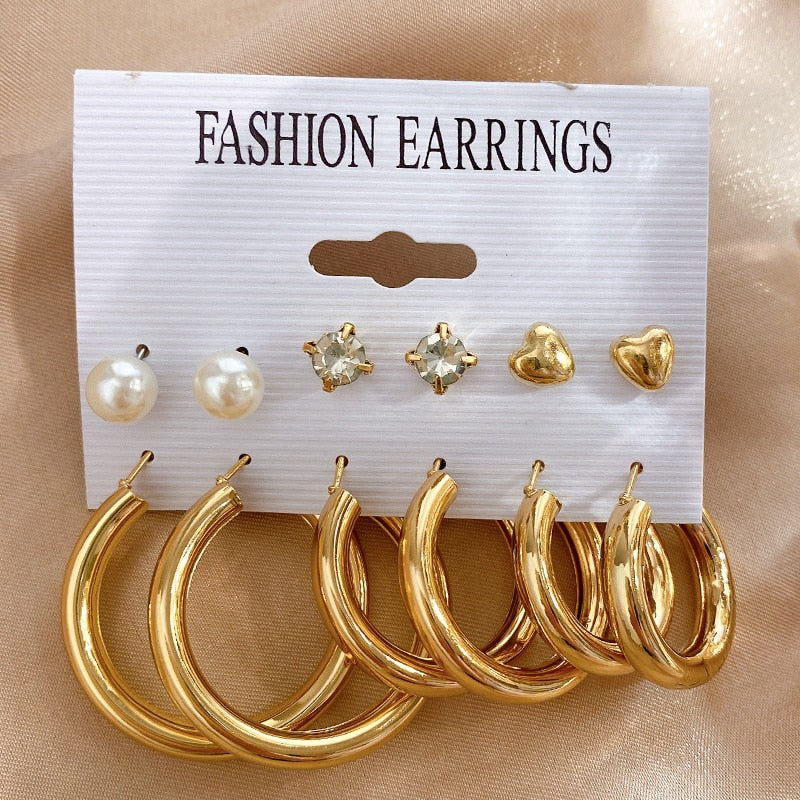 17KM Pearl Twist Hoop Earrings Set Butterfly Acrylic Dangle