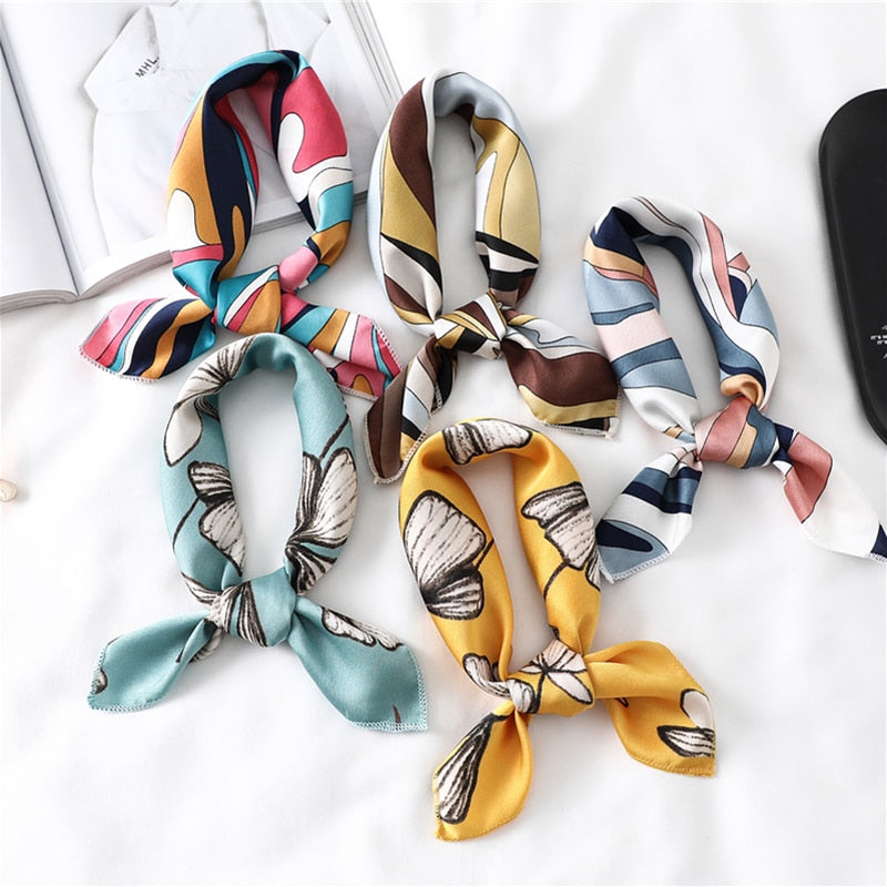 Square Silk Scarf Women Fashion Print Small Neck Scarfs.