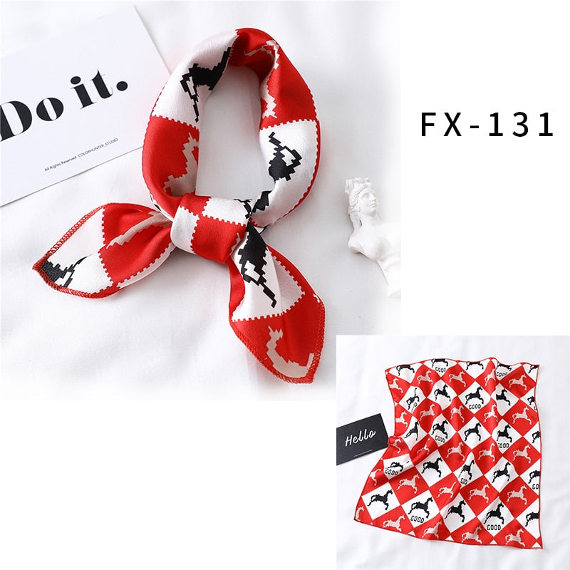 Square Silk Scarf Women Fashion Print Small Neck Scarfs.