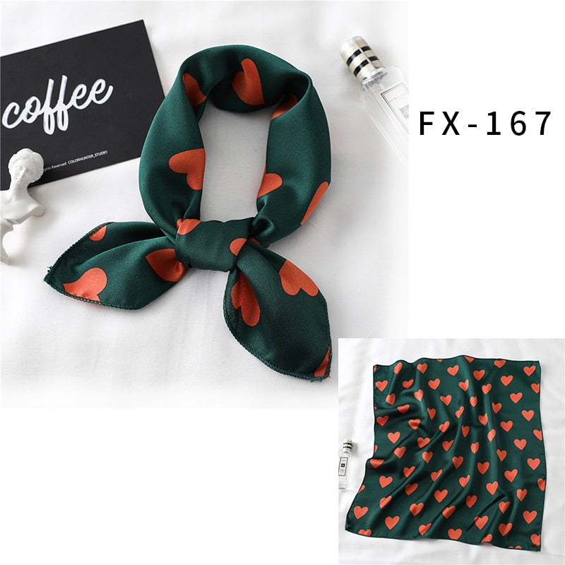 Square Silk Scarf Women Fashion Print Small Neck Scarfs.