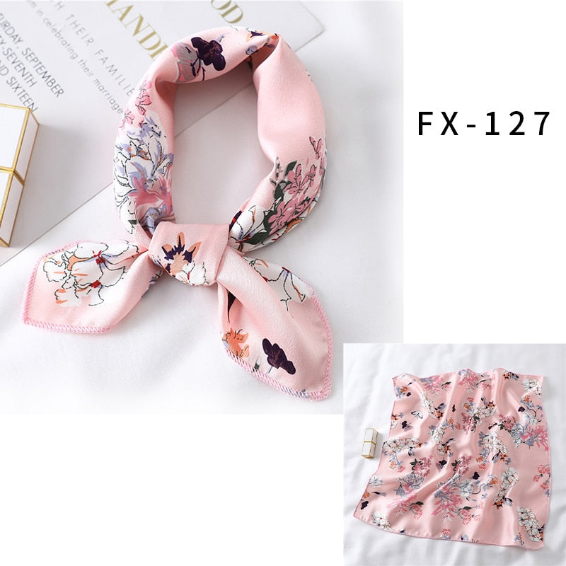 Square Silk Scarf Women Fashion Print Small Neck Scarfs.