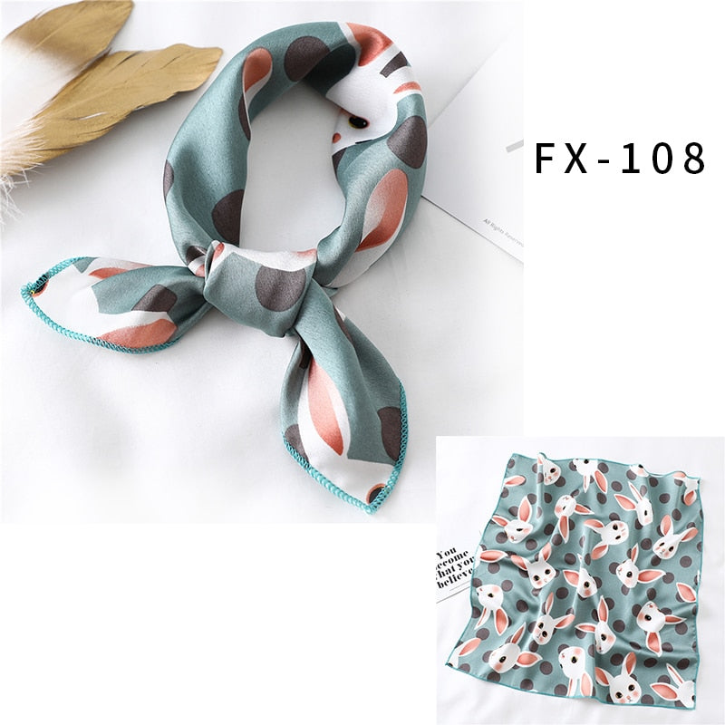 Square Silk Scarf Women Fashion Print Small Neck Scarfs.