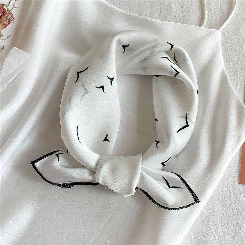 Square Silk Scarf Women Fashion Print Small Neck Scarfs.