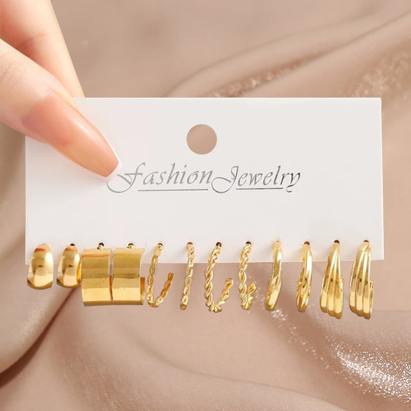 17KM Pearl Twist Hoop Earrings Set Butterfly Acrylic Dangle