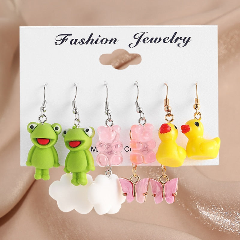 17KM Pearl Twist Hoop Earrings Set Butterfly Acrylic Dangle