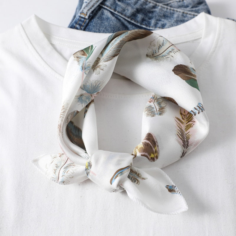 Square Silk Scarf Women Fashion Print Small Neck Scarfs.
