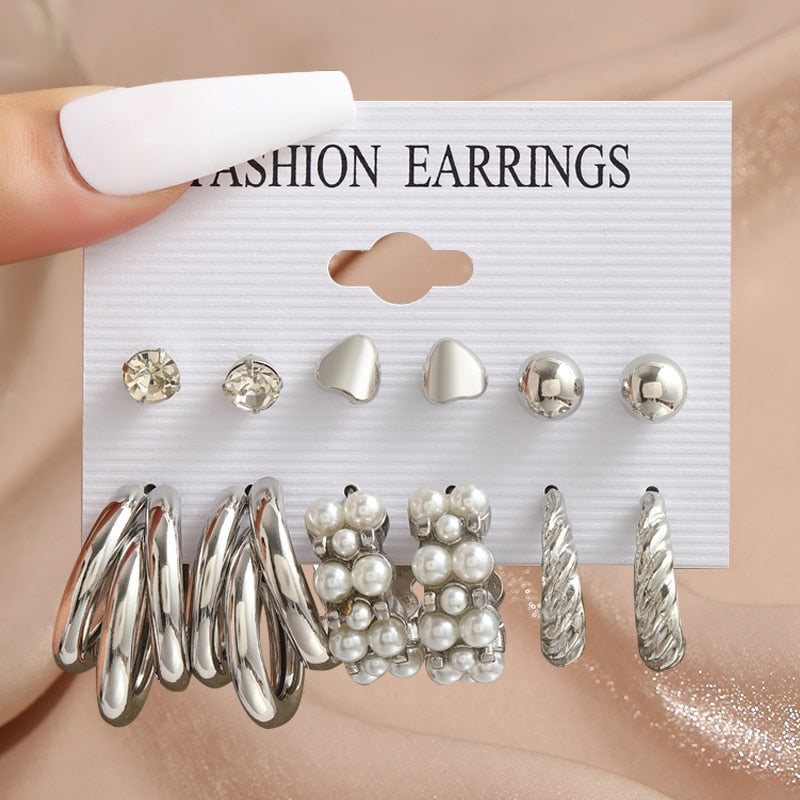 17KM Pearl Twist Hoop Earrings Set Butterfly Acrylic Dangle