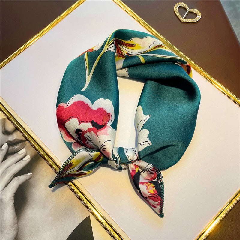 Square Silk Scarf Women Fashion Print Small Neck Scarfs.