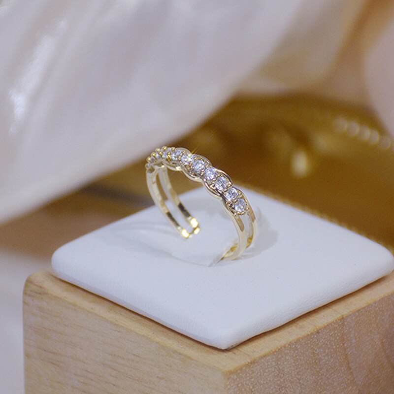 14K Plated Gold Luxury  Ring  Zircon