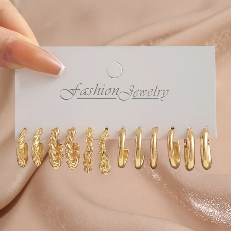 17KM Pearl Twist Hoop Earrings Set Butterfly Acrylic Dangle