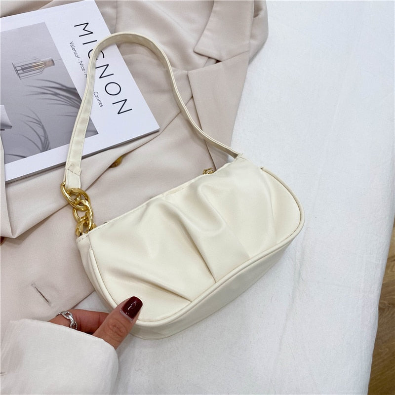 Women Fashion Handbags Retro Solid Color PU Leather