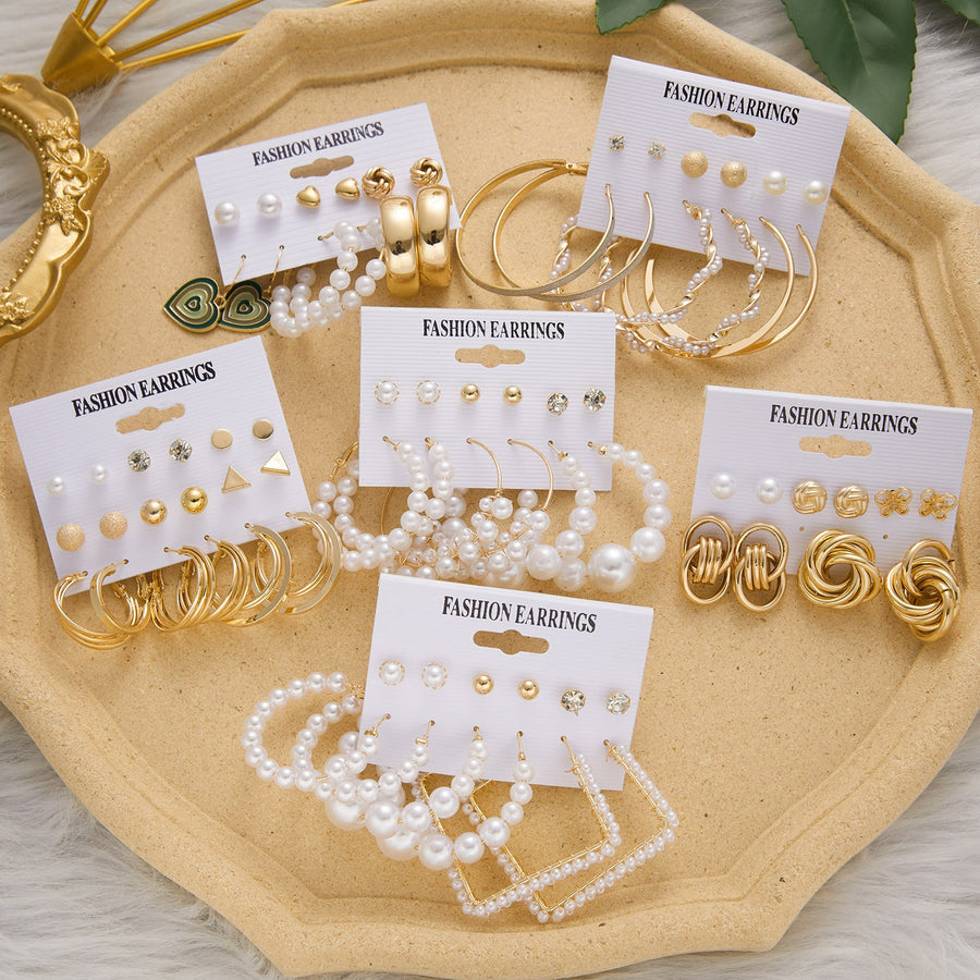 6 Pairs Heart Butterfly Drop Earrings Set
